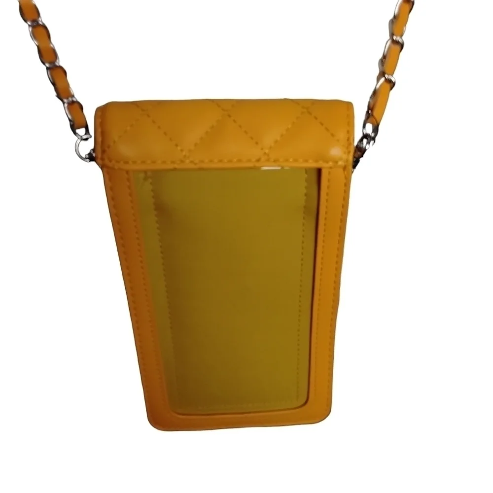 Badgley Mischka Limited Edition Yellow Vegan Quilted Studded Pearls Phon…